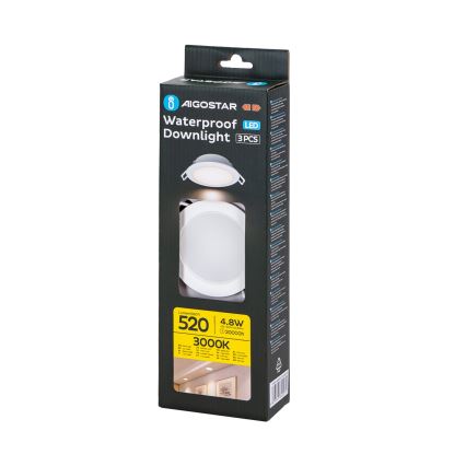 Aigostar - SET 3x LED Vanjska ugradbena svjetiljka LED/4,8W/230V 3000K IP65 bijela