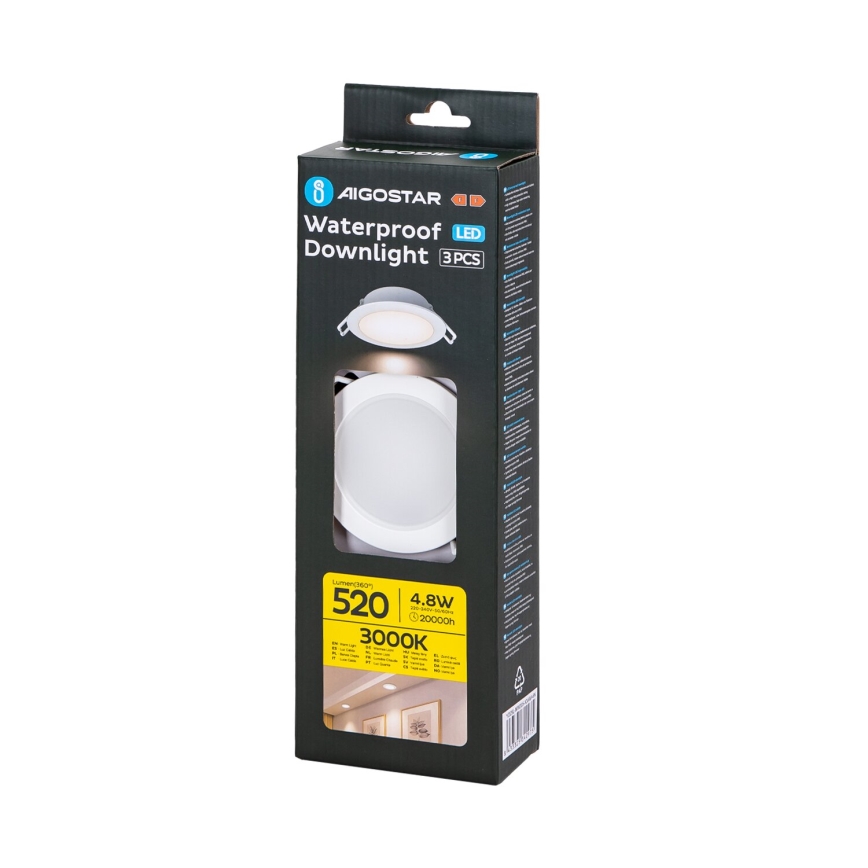 Aigostar - SET 3x LED Vanjska ugradbena svjetiljka LED/4,8W/230V 3000K IP65 bijela