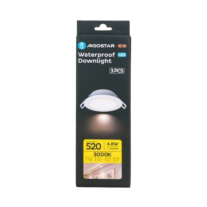 Aigostar - SET 3x LED Vanjska ugradbena svjetiljka LED/4,8W/230V 3000K IP65 bijela