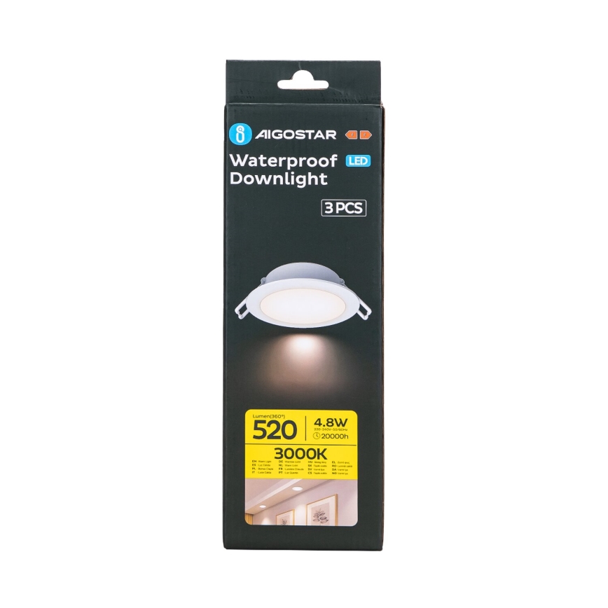 Aigostar - SET 3x LED Vanjska ugradbena svjetiljka LED/4,8W/230V 3000K IP65 bijela