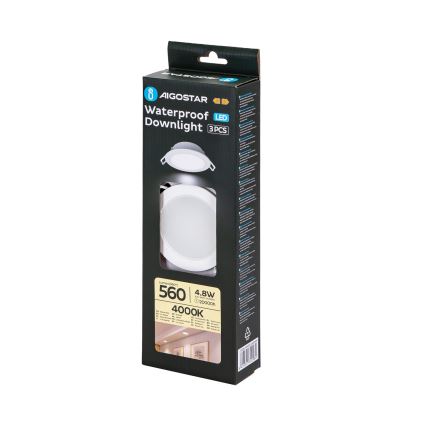 Aigostar - SET 3x LED Vanjska ugradbena svjetiljka LED/4,8W/230V 4000K IP65 bijela