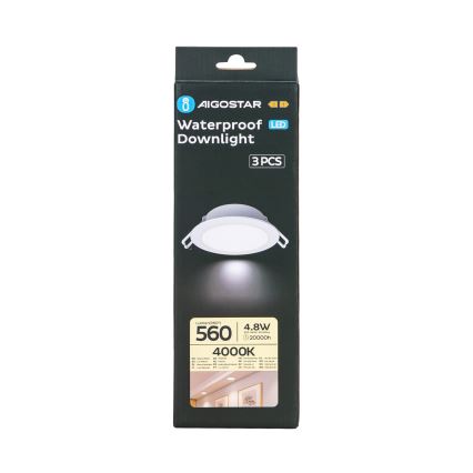 Aigostar - SET 3x LED Vanjska ugradbena svjetiljka LED/4,8W/230V 4000K IP65 bijela
