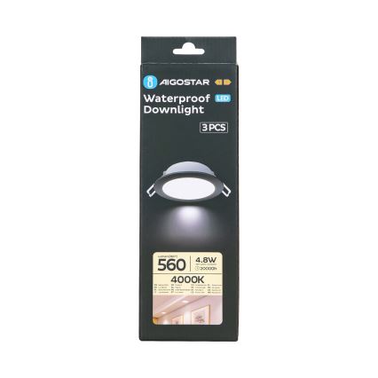 Aigostar - SET 3x LED Vanjska ugradbena svjetiljka LED/4,8W/230V 4000K IP65 crna
