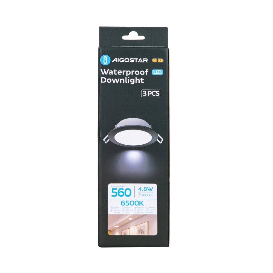 Aigostar - SET 3x LED Vanjska ugradbena svjetiljka LED/4,8W/230V 6500K IP65 crna