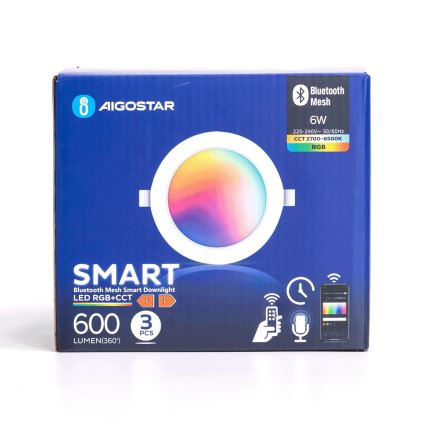 Aigostar - SET 3 x LED RGB Prigušiva ugradbena svjetiljka MESH LED/6W/230V 2700K-6500K pr.11,5cm