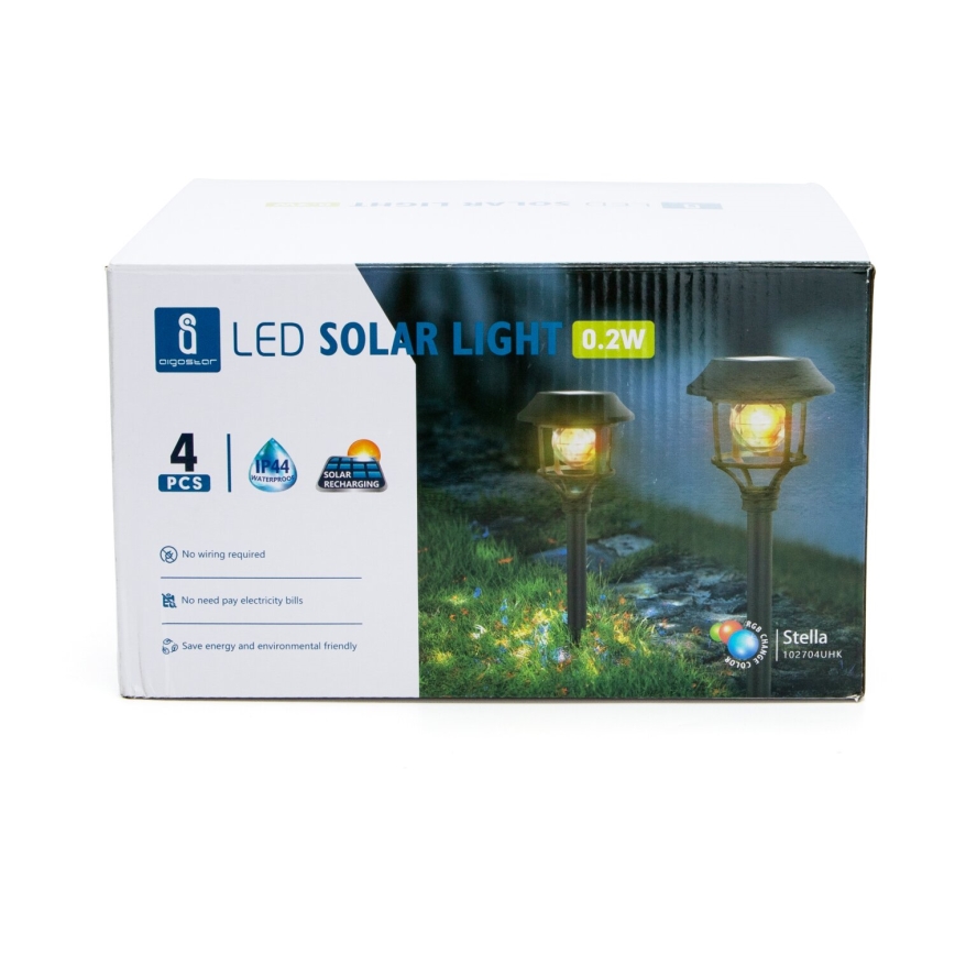 Aigostar - SET 4x LED RGB Solarna lampa LED/0,2W/2V IP44