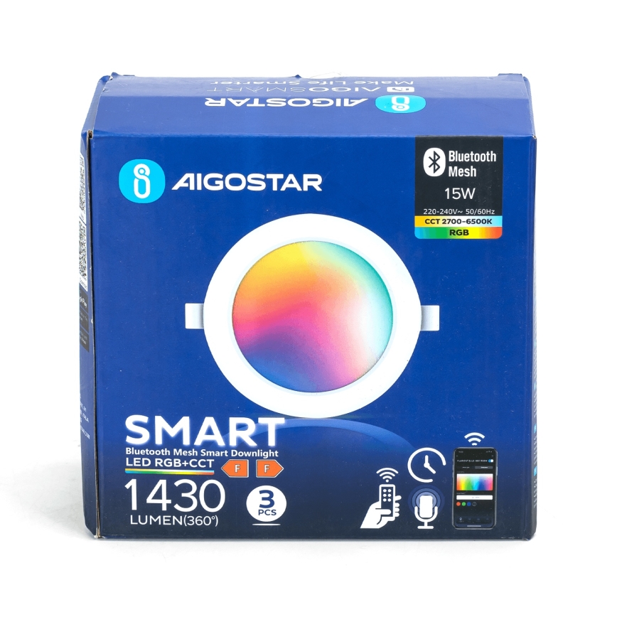 Aigostar - Komplet 3x LED RGBW prigušivo ugradno stropno svjetlo MESH LED/15W/230V 2700K-6500K Ø17 cm