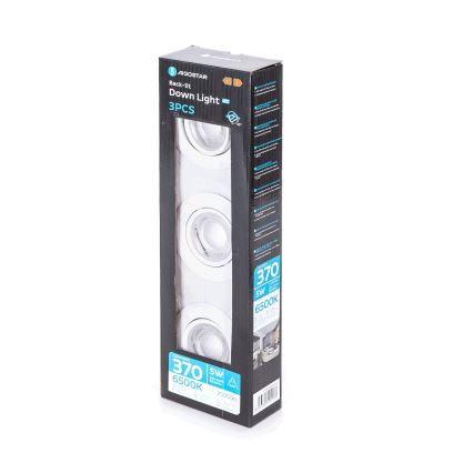 Aigostar - Set od 3 ugradne LED svjetiljke, 5W/230V, 6500K, promjer 8,5 cm, bijela
