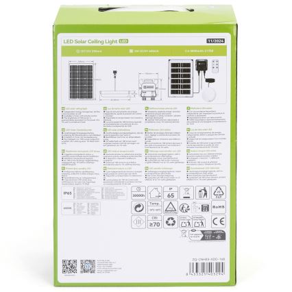 Aigostar - LED solarna svjetiljka LED/35W/12V 3000 mAh 6500K IP65 promjer 16,8 cm + s daljinskim upravljačem