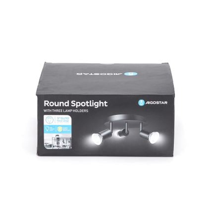 Aigostar - Spot svjetiljka 3xGU10/60W/230V crna