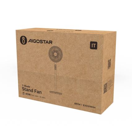 Aigostar - Stojni ventilator 2u1 45W/230V 110 cm bijela