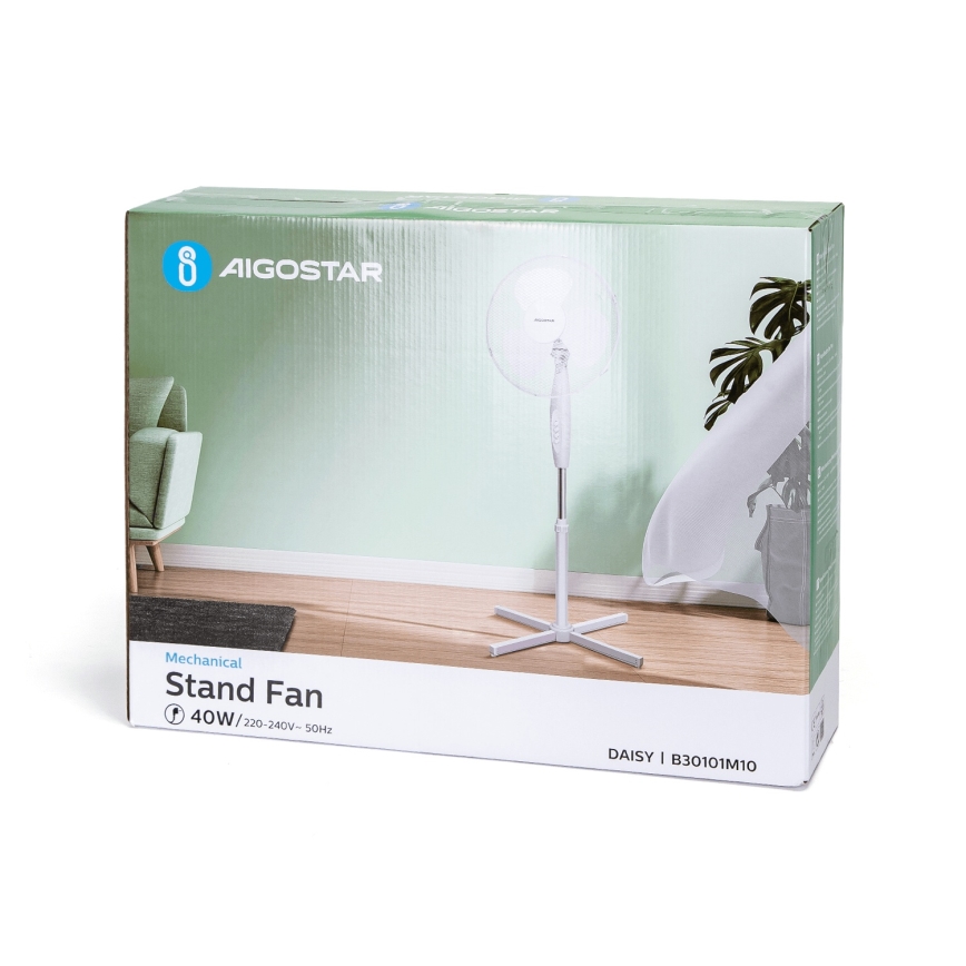 Aigostar - Stajaći ventilator 45W/230V 125 cm bijela