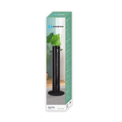Aigostar - Stupni ventilator 45W/230V crne boje