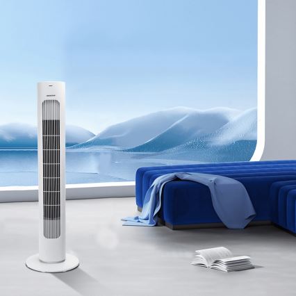 Aigostar - Stupnični ventilator 50W/230V bijela + daljinski upravljač