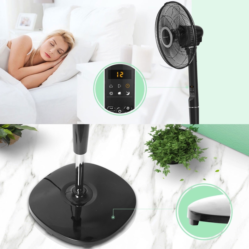Aigostar - Stajaći ventilator 55W/230V 40 cm crni + daljinski upravljač