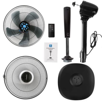 Aigostar - Stajaći ventilator 55W/230V 40 cm crni + daljinski upravljač