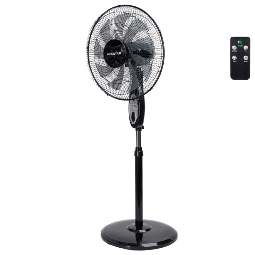 Aigostar - Stajaći ventilator 60W/230V 130 cm crni + daljinski upravljač