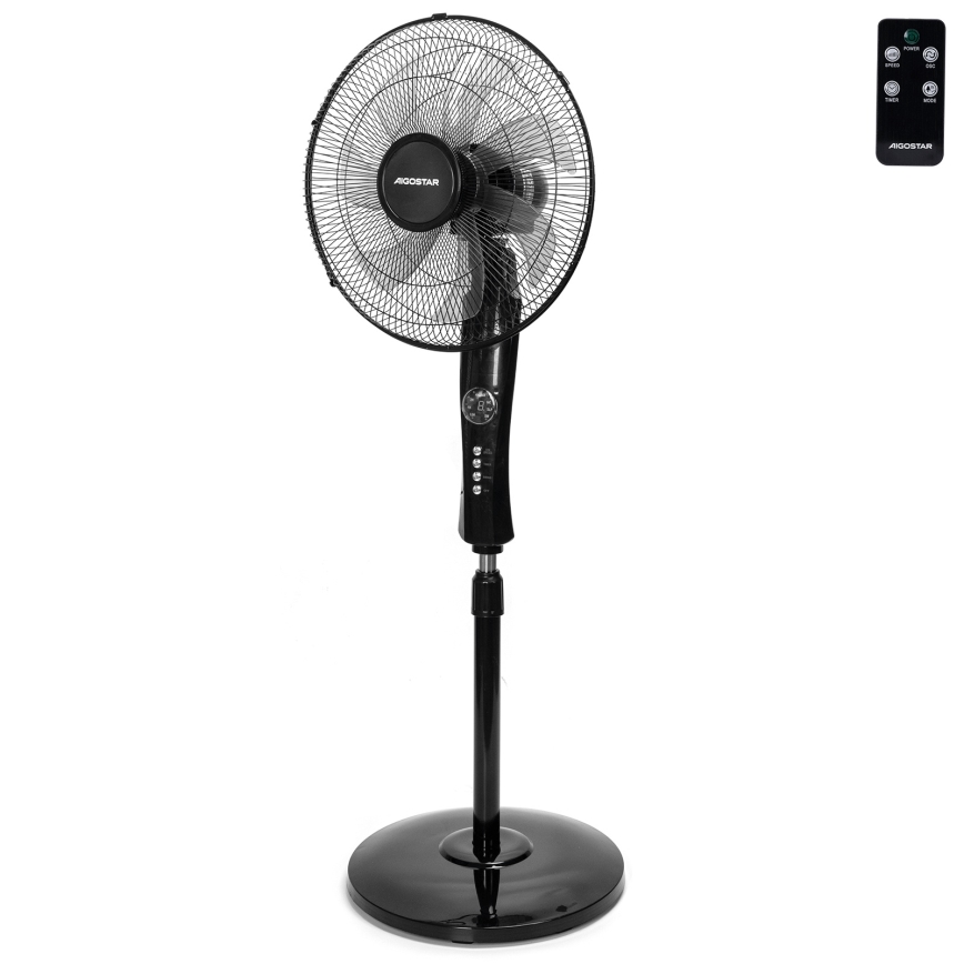 Aigostar - Stajaći ventilator 50W/230V 130 cm crni + s daljinskim upravljačem