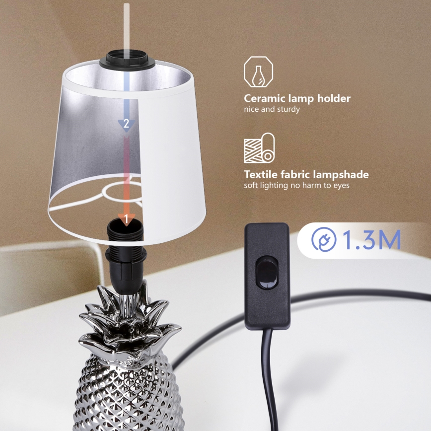 Aigostar - Stolna lampa 1xE14/40W/230V sjajni krom