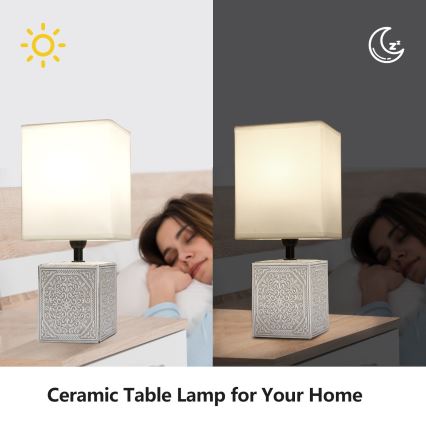 Aigostar - Stolna lampa 1xE14/40W/230V siva/bijela