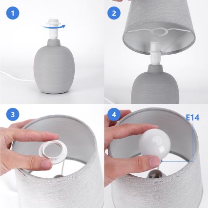 Aigostar - Stolna lampa 1xE14/40W/230V siva