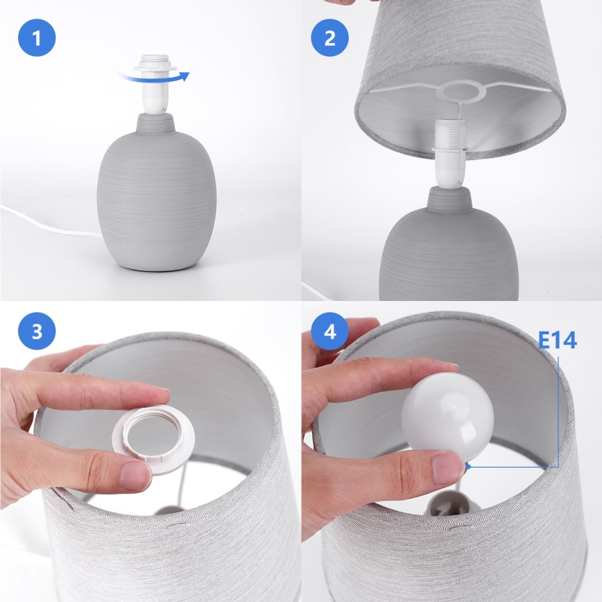 Aigostar - Stolna lampa 1xE14/40W/230V siva