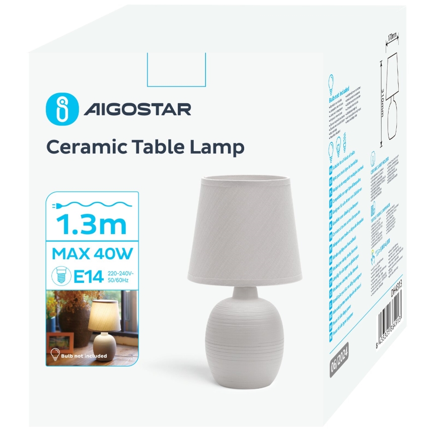 Aigostar - Stolna lampa 1xE14/40W/230V siva