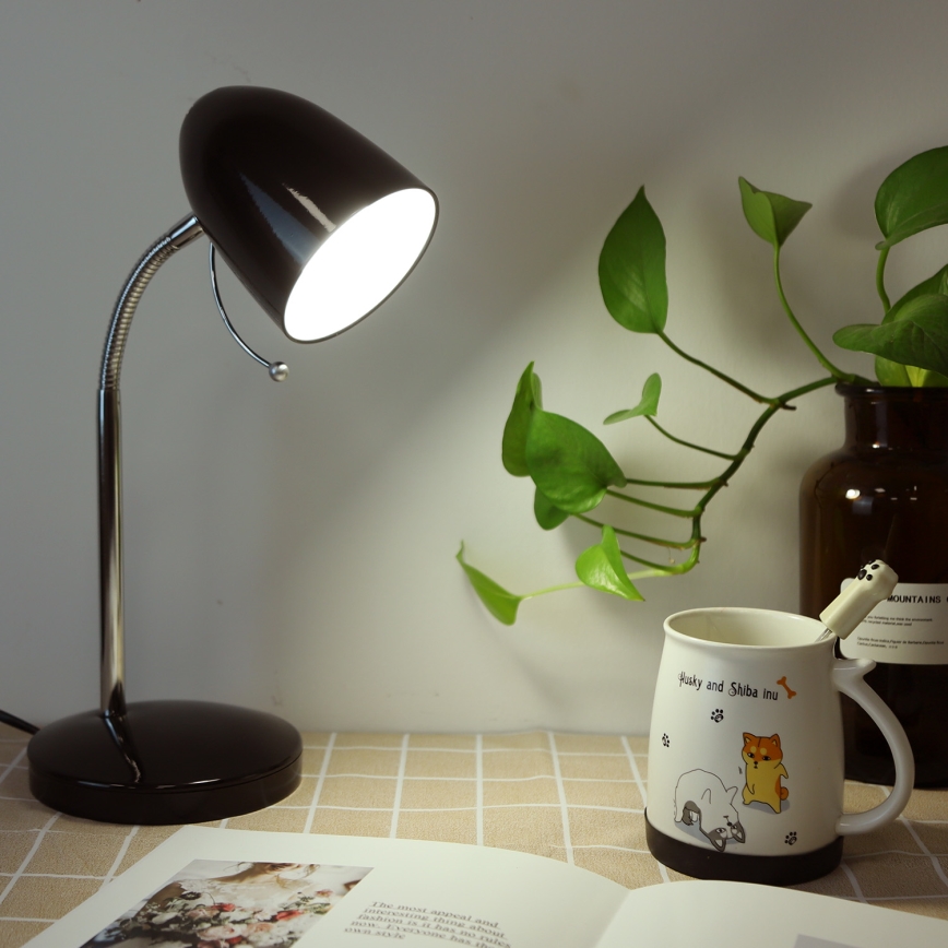 Aigostar - Stolna lampa 1xE27/36W/230V crna/sjajni krom