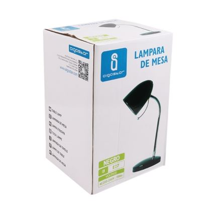 Aigostar - Stolna lampa 1xE27/36W/230V crna/sjajni krom