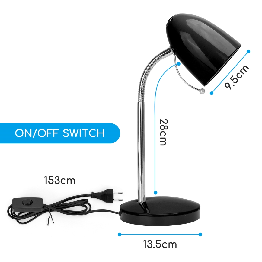 Aigostar - Stolna lampa 1xE27/36W/230V crna/sjajni krom
