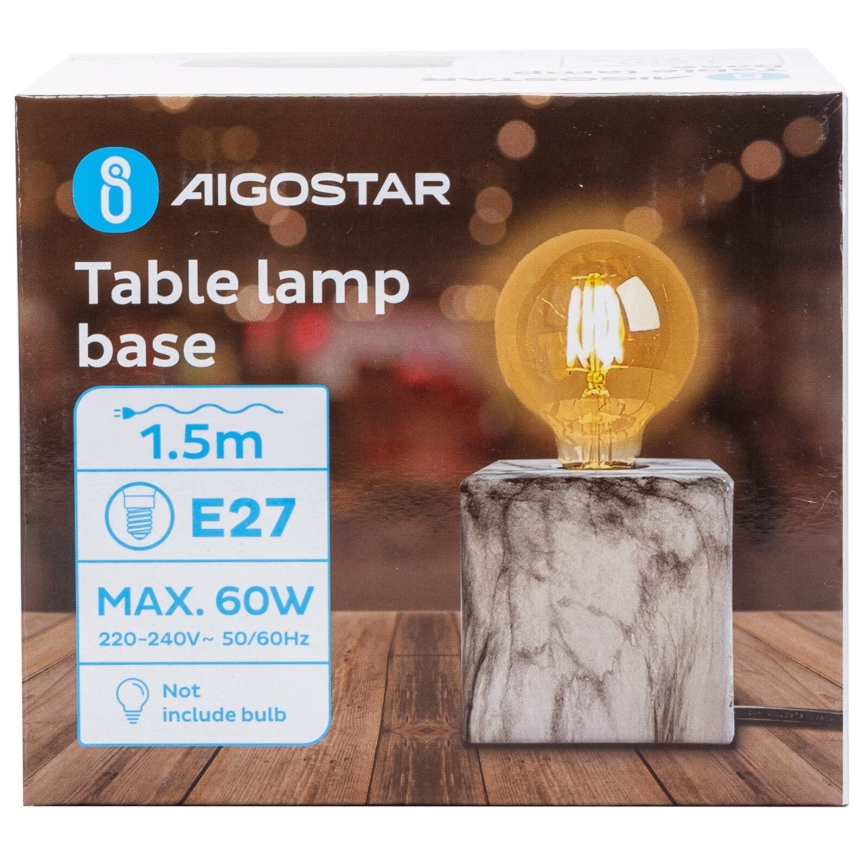 Aigostar - Stolna lampa 1xE27/60W/230V bijela/siva