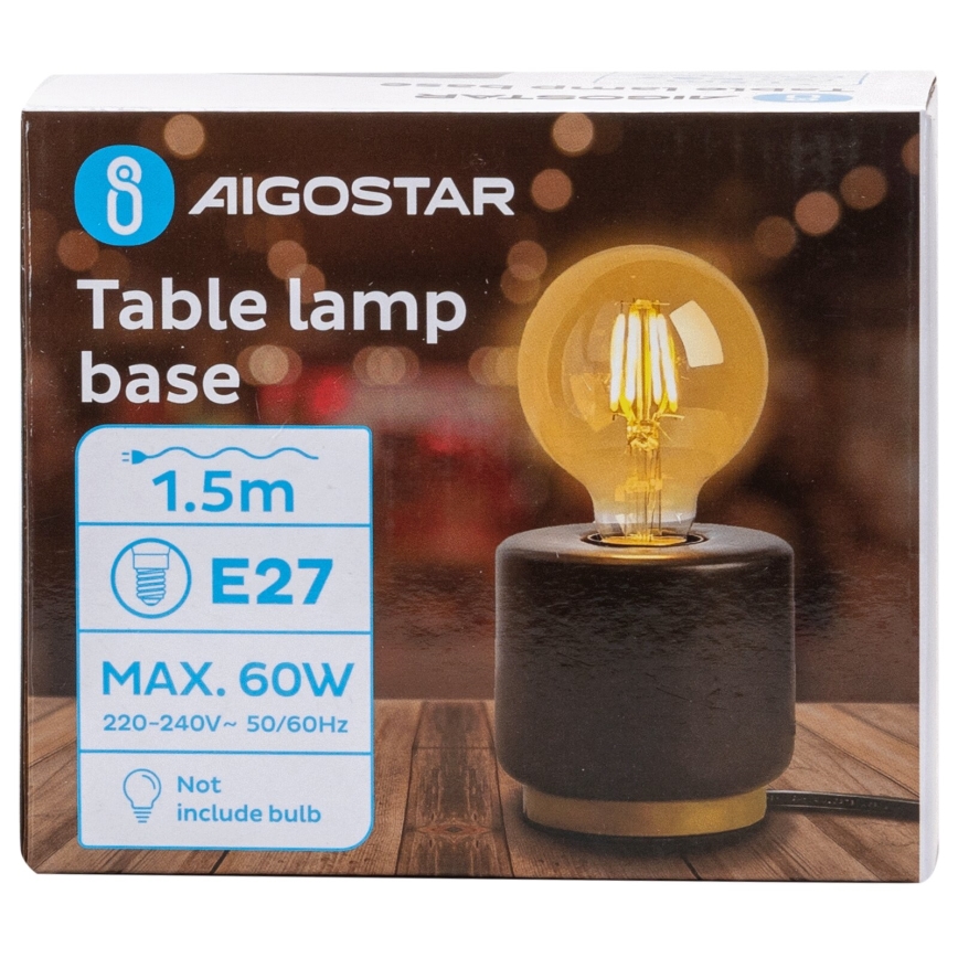 Aigostar - Stolna lampa 1xE27/60W/230V crna