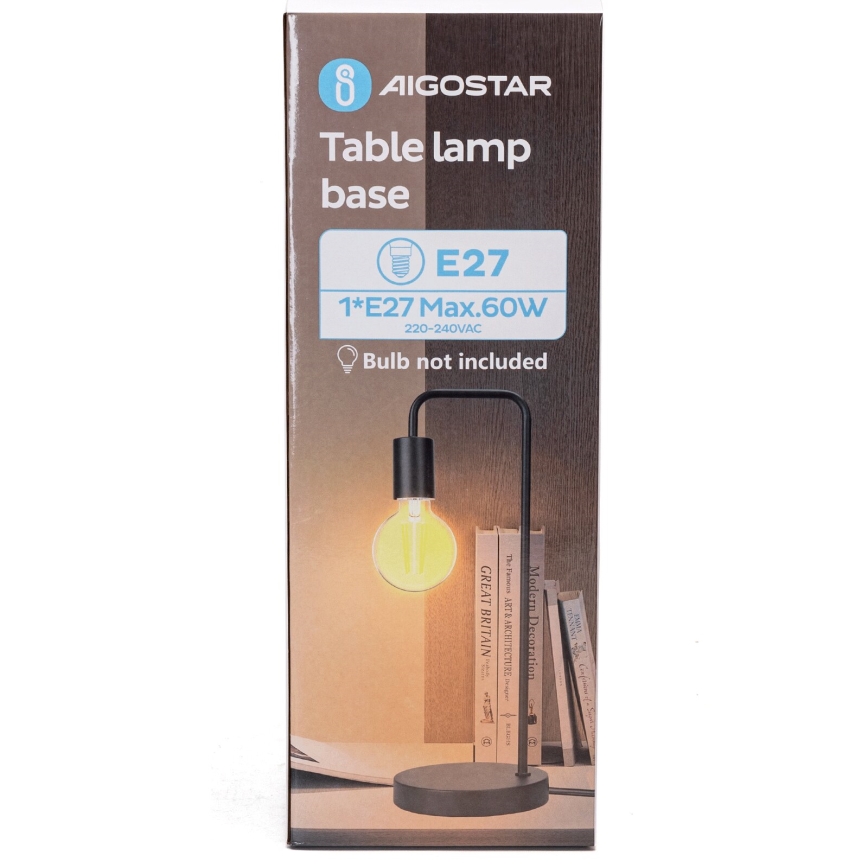 Aigostar - Stolna lampa 1xE27/60W/230V crna