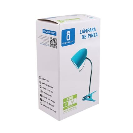 Aigostar - Stolna lampa s kopčom 1xE27/11W/230V plava/sjajni krom
