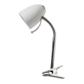 Aigostar - Stolna lampa s kopčom 1xE27/11W/230V bijela/sjajni krom