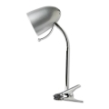 Aigostar - Stolna lampa s kopčom 1xE27/11W/230V srebrna/sjajni krom