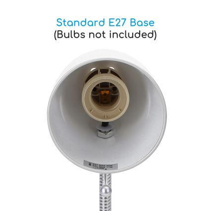 Aigostar -  Stolna lampa s kvačicom 1xE27/11W/230V bijela/sjajni krom