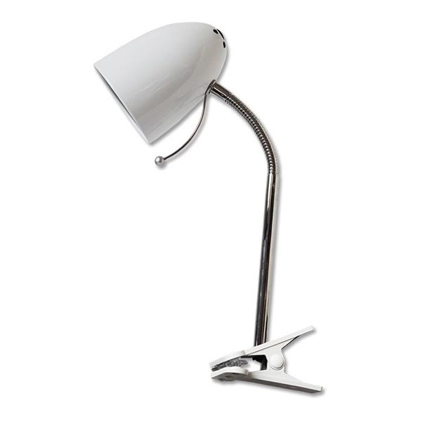 Aigostar -  Stolna lampa s kvačicom 1xE27/11W/230V bijela/sjajni krom
