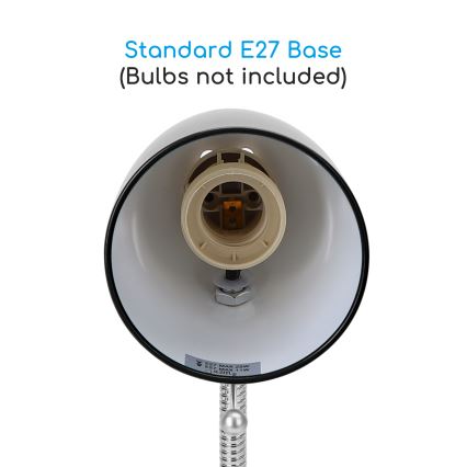 Aigostar -  Stolna lampa s kvačicom 1xE27/11W/230V crna/sjajni krom