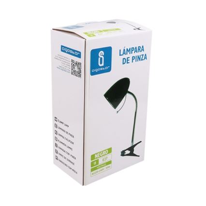 Aigostar -  Stolna lampa s kvačicom 1xE27/11W/230V crna/sjajni krom