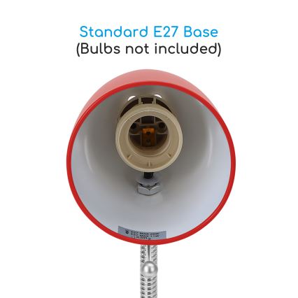 Aigostar - Stolna lampa s kvačicom 1xE27/11W/230V crvena/sjajni krom