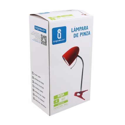 Aigostar - Stolna lampa s kvačicom 1xE27/11W/230V crvena/krom