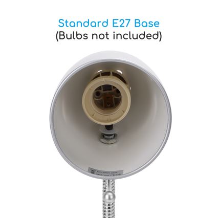 Aigostar -  Stolna lampa s kvačicom 1xE27/11W/230V srebrna/sjajni krom