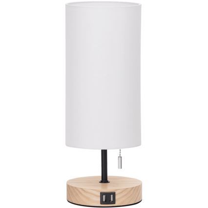 Aigostar - Stolna lampa s USB portom 1xE27/40W/230V bež