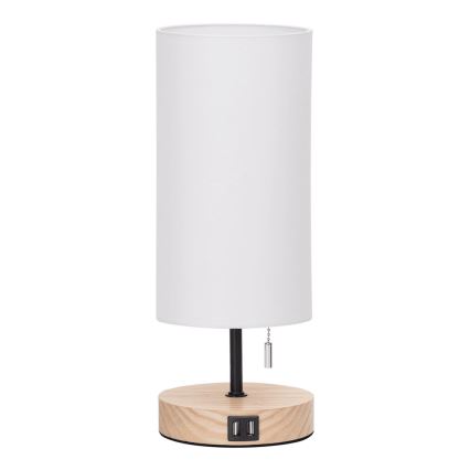 Aigostar - Stolna lampa s USB portom 1xE27/40W/230V bež
