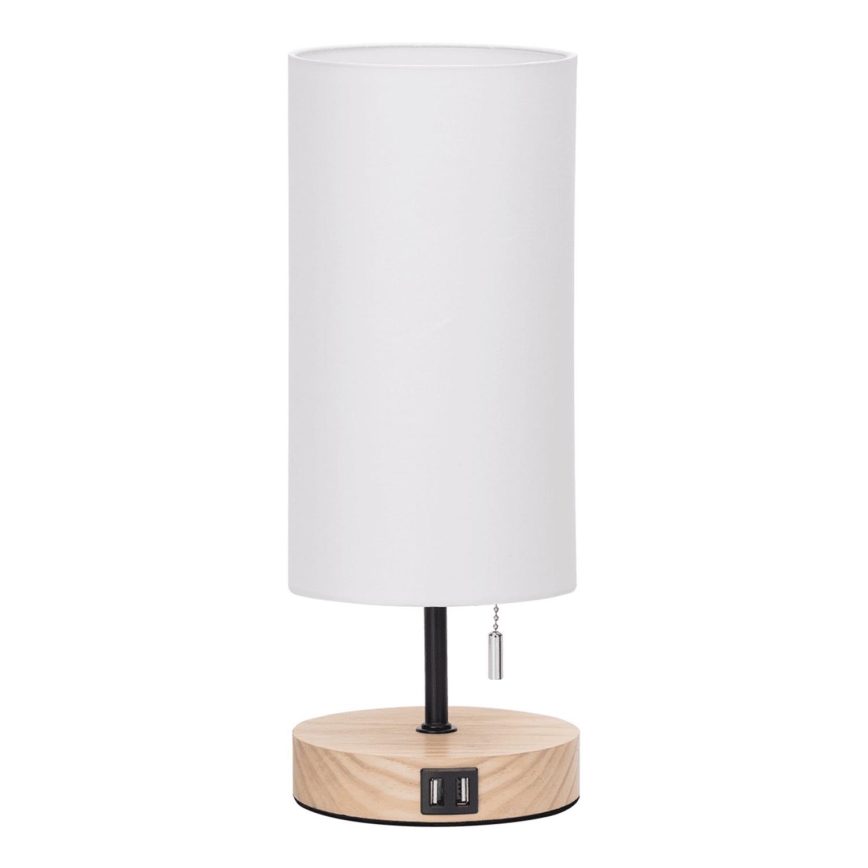 Aigostar - Stolna lampa s USB portom 1xE27/40W/230V bež