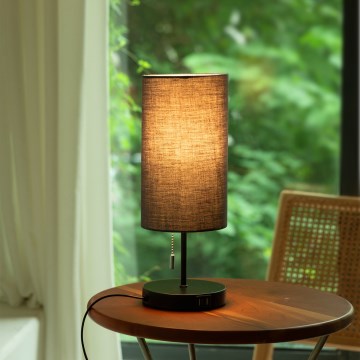 Aigostar - Stolna lampa s USB portom 1xE27/40W/230V crna