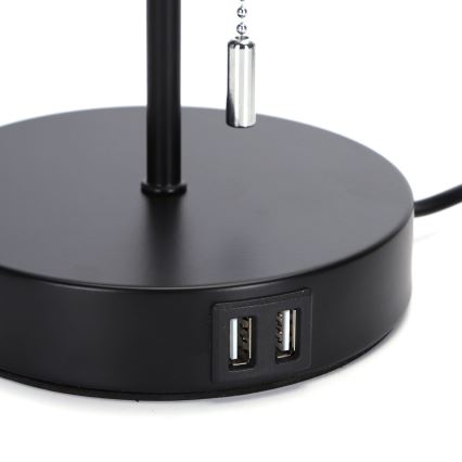 Aigostar - Stolna lampa s USB portom 1xE27/40W/230V crna