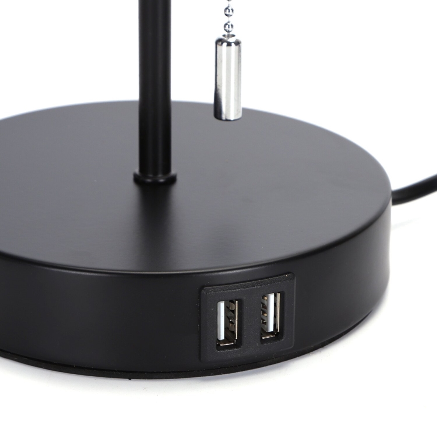 Aigostar - Stolna lampa s USB portom 1xE27/40W/230V crna