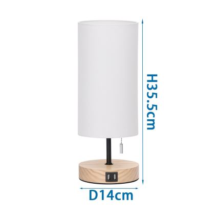 Aigostar - Stolna lampa s USB priključkom 1xE27/40W/230V crna/krem